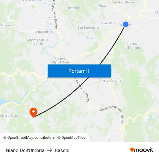 Giano Dell'Umbria to Baschi map