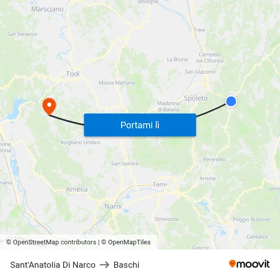 Sant'Anatolia Di Narco to Baschi map