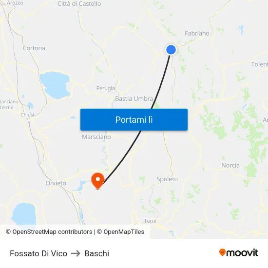 Fossato Di Vico to Baschi map