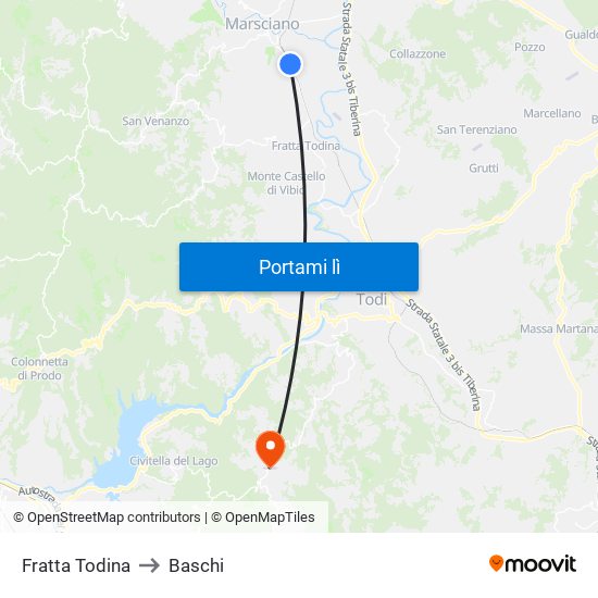 Fratta Todina to Baschi map