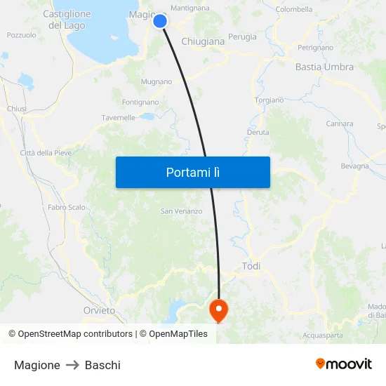 Magione to Baschi map
