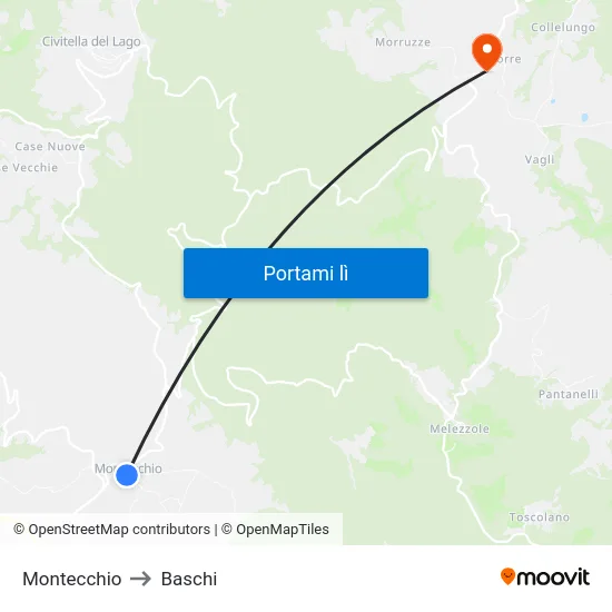 Montecchio to Baschi map