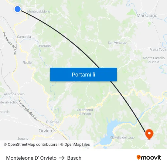 Monteleone D' Orvieto to Baschi map