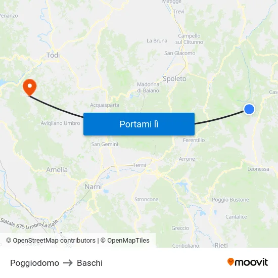 Poggiodomo to Baschi map