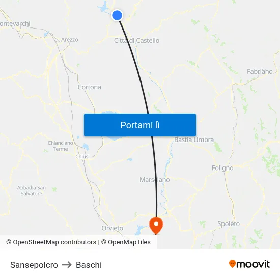 Sansepolcro to Baschi map