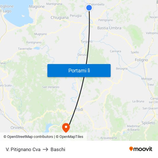 V. Pitignano Cva to Baschi map