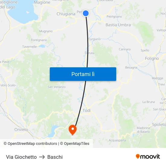 Via Giochetto to Baschi map