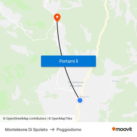 Monteleone Di Spoleto to Poggiodomo map