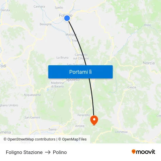 Foligno Stazione to Polino map