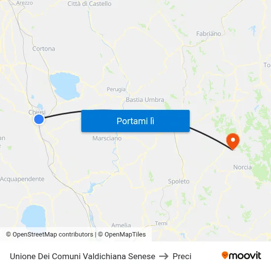 Unione Dei Comuni Valdichiana Senese to Preci map