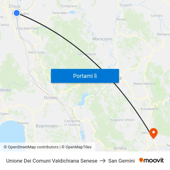 Unione Dei Comuni Valdichiana Senese to San Gemini map