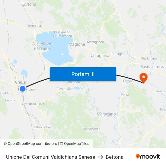 Unione Dei Comuni Valdichiana Senese to Bettona map