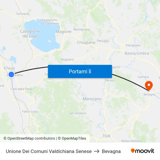 Unione Dei Comuni Valdichiana Senese to Bevagna map