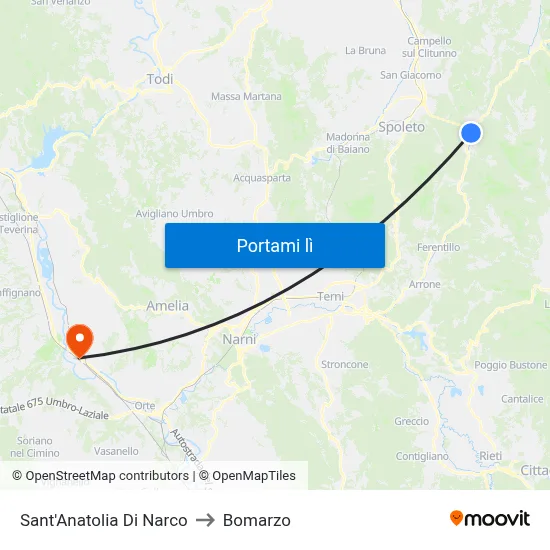 Sant'Anatolia Di Narco to Bomarzo map