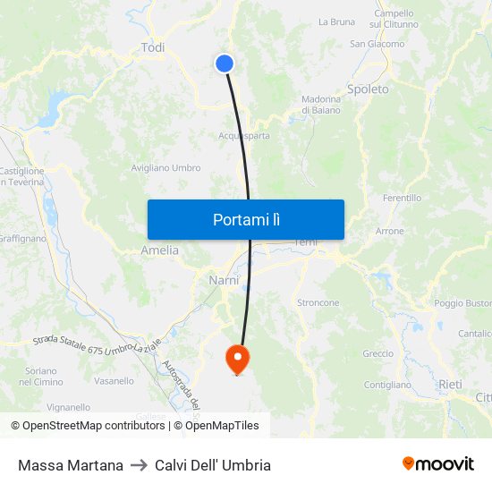 Massa Martana to Calvi Dell' Umbria map