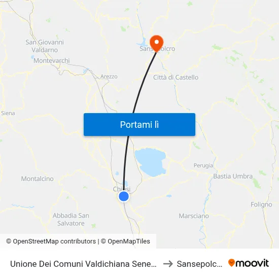 Unione Dei Comuni Valdichiana Senese to Sansepolcro map