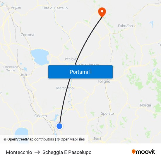 Montecchio to Scheggia E Pascelupo map