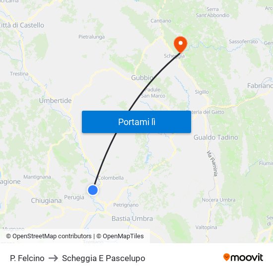 P. Felcino to Scheggia E Pascelupo map