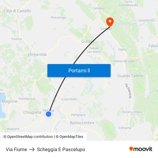 Via Fiume to Scheggia E Pascelupo map