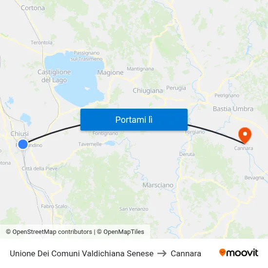 Unione Dei Comuni Valdichiana Senese to Cannara map