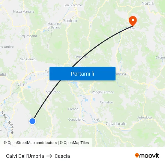 Calvi Dell'Umbria to Cascia map