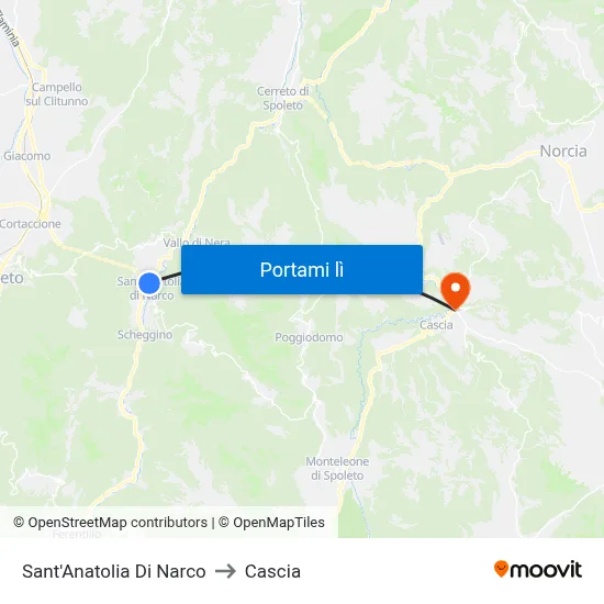 Sant'Anatolia Di Narco to Cascia map