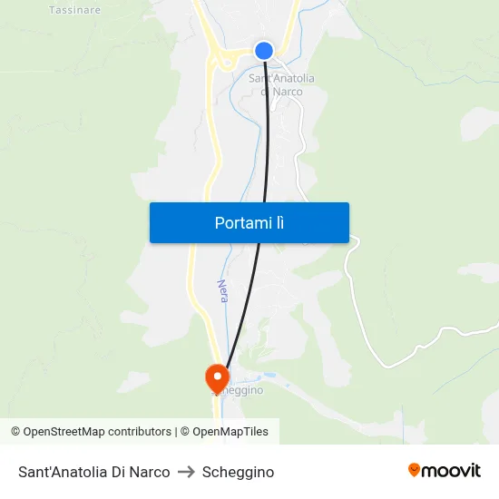 Sant'Anatolia Di Narco to Scheggino map