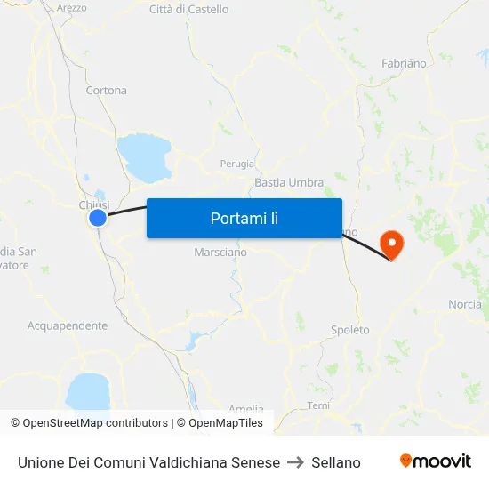 Unione Dei Comuni Valdichiana Senese to Sellano map