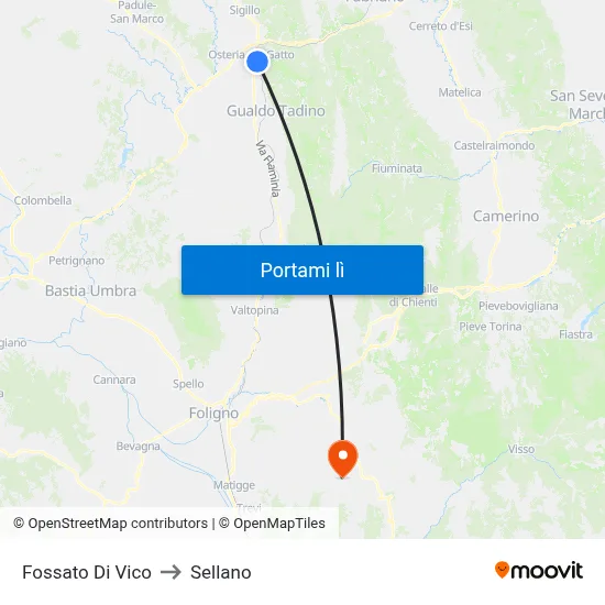 Fossato Di Vico to Sellano map