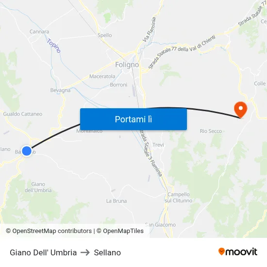 Giano Dell' Umbria to Sellano map