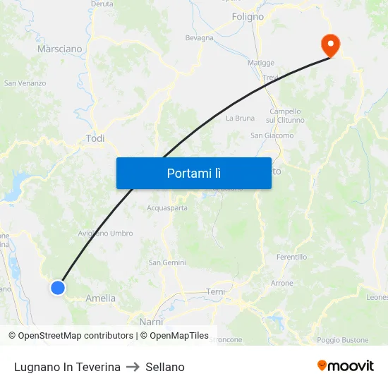 Lugnano In Teverina to Sellano map