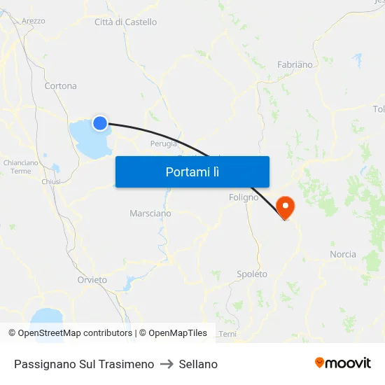 Passignano Sul Trasimeno to Sellano map
