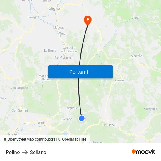 Polino to Sellano map