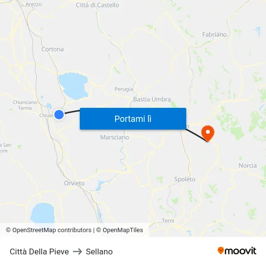 Città Della Pieve to Sellano map