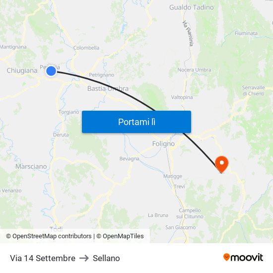 Via 14 Settembre to Sellano map