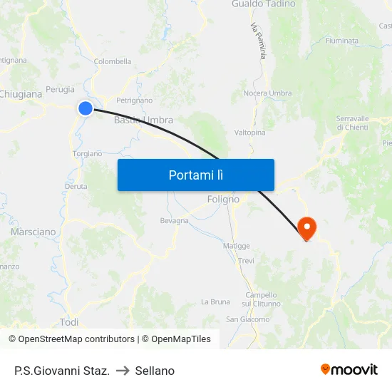 P.S.Giovanni Staz. to Sellano map