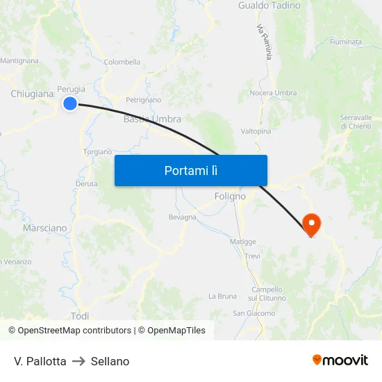 V. Pallotta to Sellano map