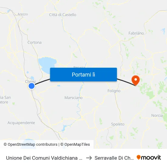 Unione Dei Comuni Valdichiana Senese to Serravalle Di Chienti map