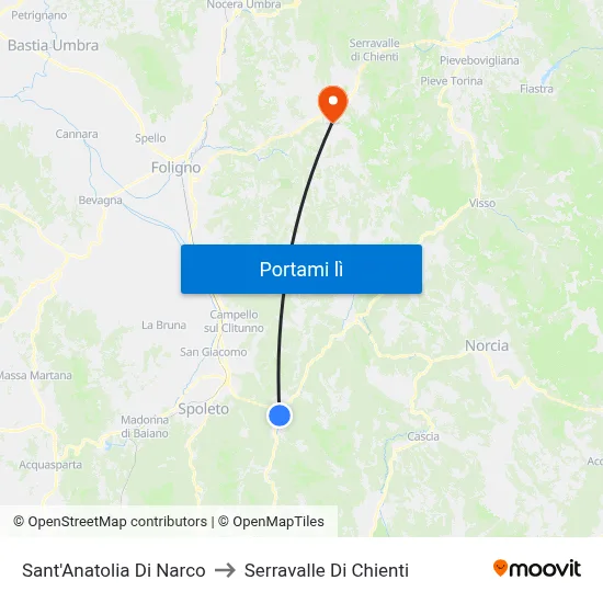 Sant'Anatolia Di Narco to Serravalle Di Chienti map