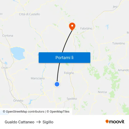 Gualdo Cattaneo to Sigillo map