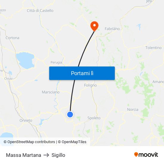 Massa Martana to Sigillo map