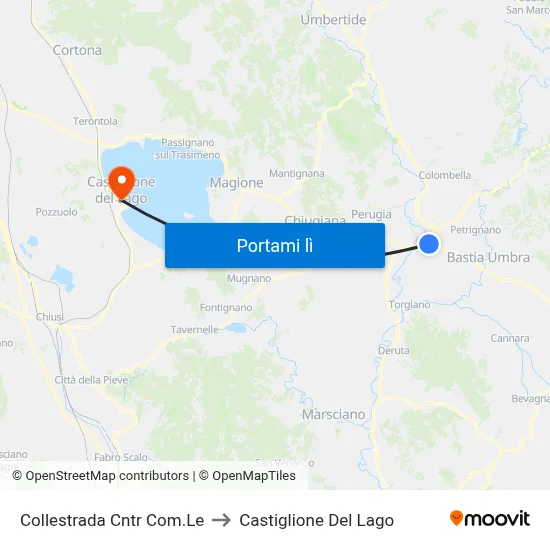 Collestrada Cntr Com.Le to Castiglione Del Lago map