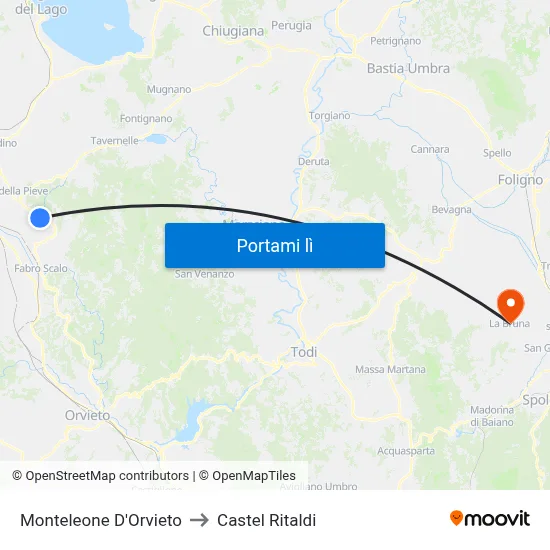 Monteleone D'Orvieto to Castel Ritaldi map