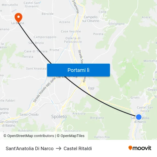 Sant'Anatolia Di Narco to Castel Ritaldi map