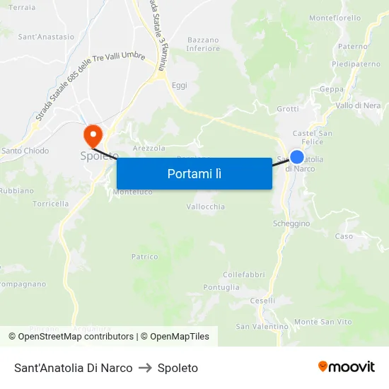 Sant'Anatolia Di Narco to Spoleto map