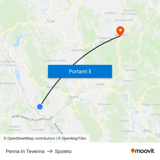 Penna In Teverina to Spoleto map