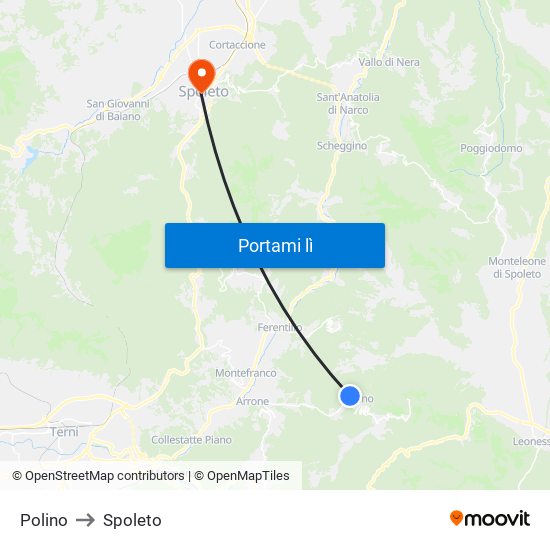 Polino to Spoleto map