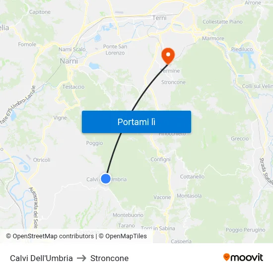 Calvi Dell'Umbria to Stroncone map