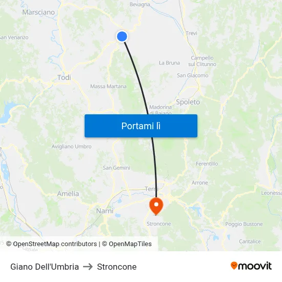 Giano Dell'Umbria to Stroncone map