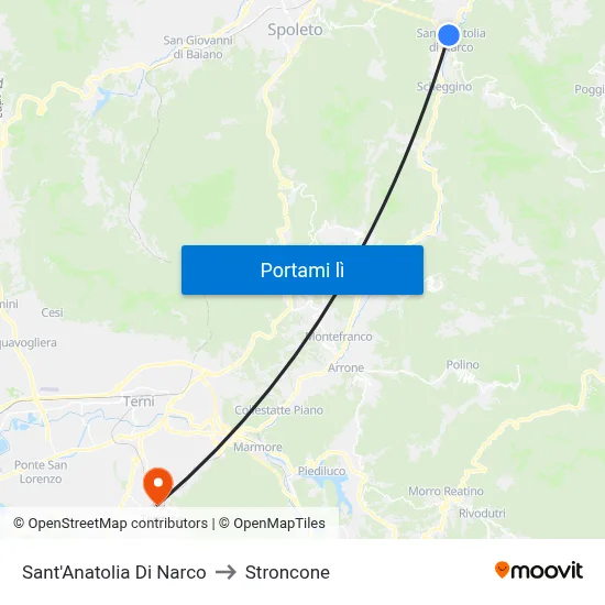 Sant'Anatolia Di Narco to Stroncone map